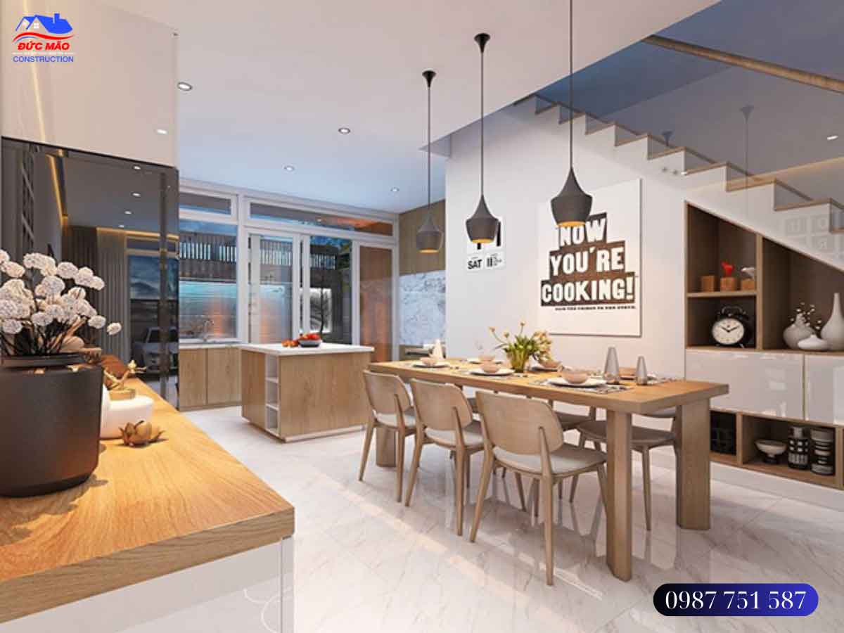 Thi công nhà mặt tiền tân cố điển Anh Tú Quận 10 - bếp