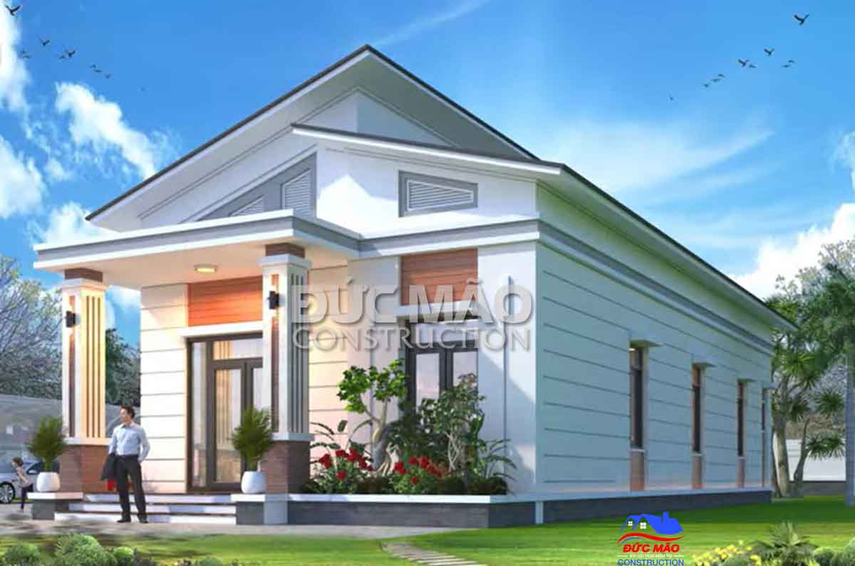 Nhà cấp 4 mái lệch hiện đại sân vườn tuyệt đẹp