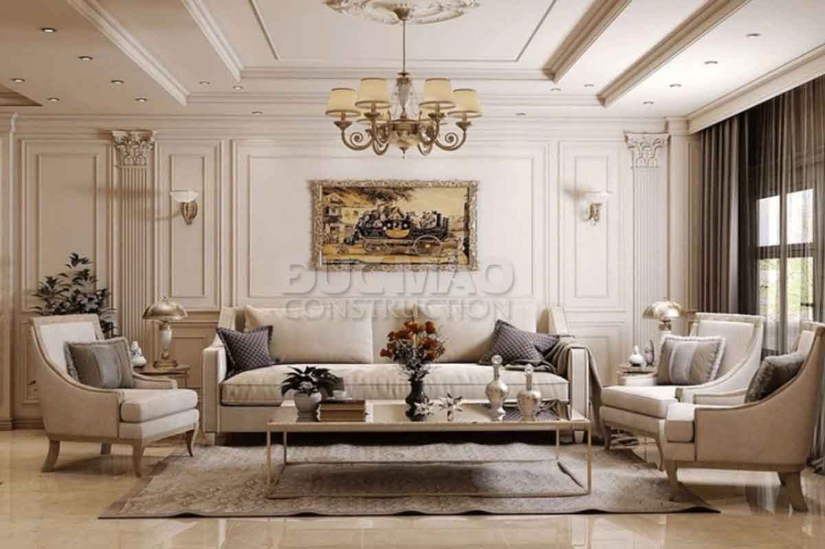 Vẻ Đẹp Hoa Mỹ Của Mẫu Biệt Thự Cổ Điển 2 Tầng Mái Nhật Diện Tích 200m2 Tại Nha Trang - phòng khách