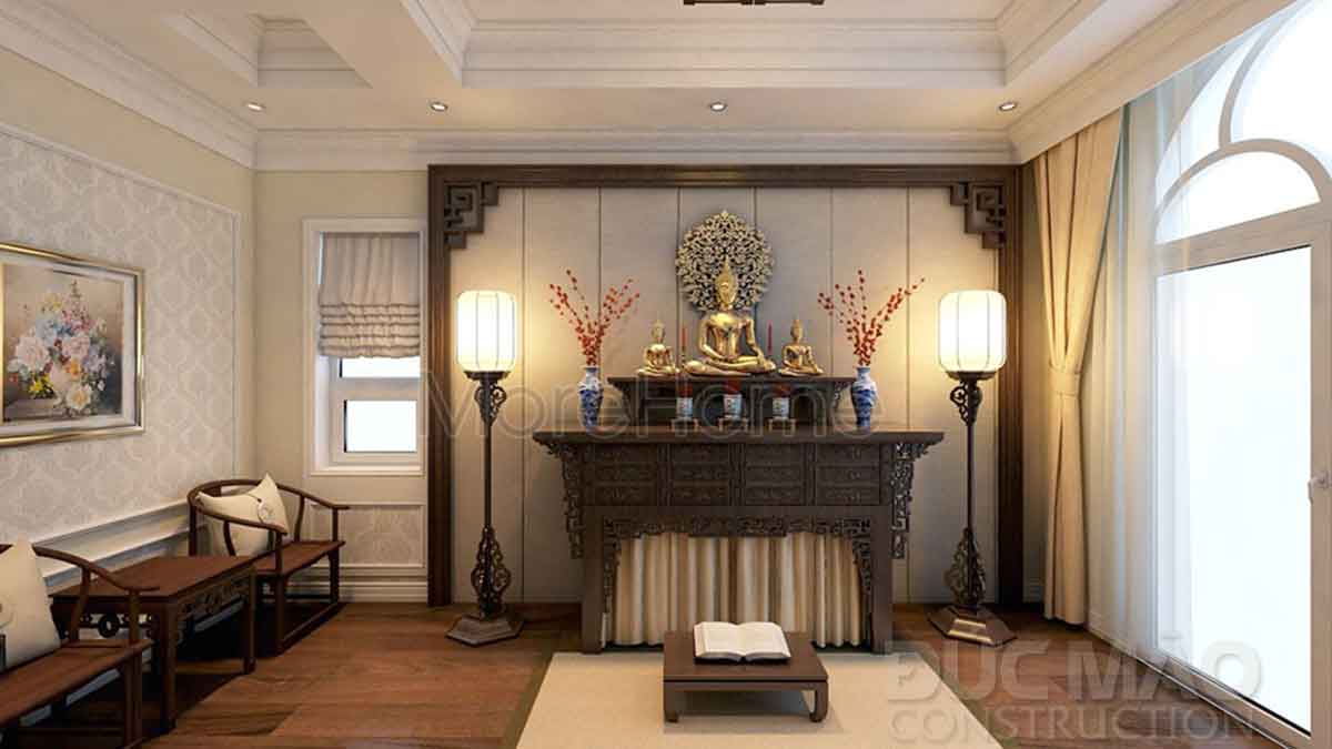 Kiến Trúc Tổng Thể Biệt Thự Tân Cổ Điển 3 Tầng 200m2 Tại Nghệ An - phòng thờ
